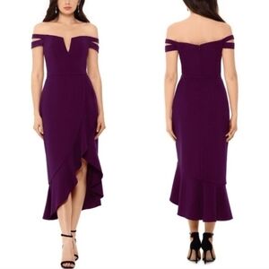 Xscape Off-shoulder Purple Dress